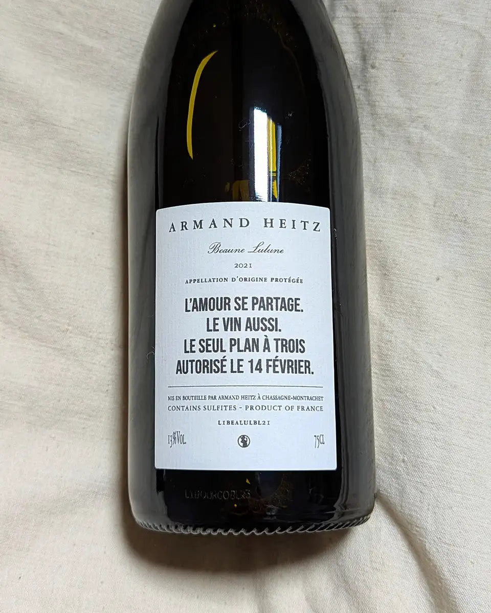 cuvée éphémère Saint-Valentin Beaune Lulune vin blanc de Bourgogne Armand Heitz