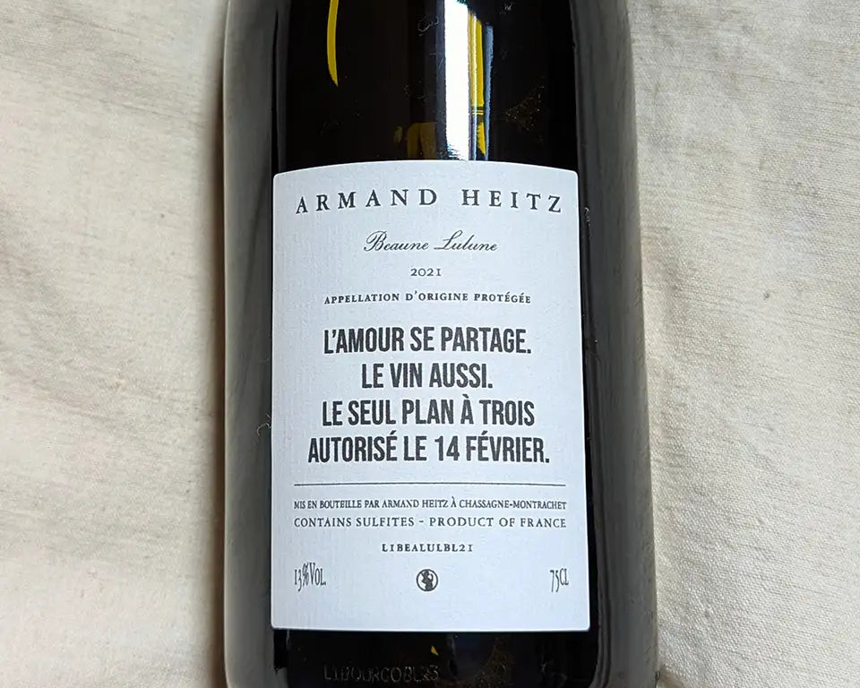 cuvée éphémère Saint-Valentin Beaune Lulune vin blanc de Bourgogne Armand Heitz