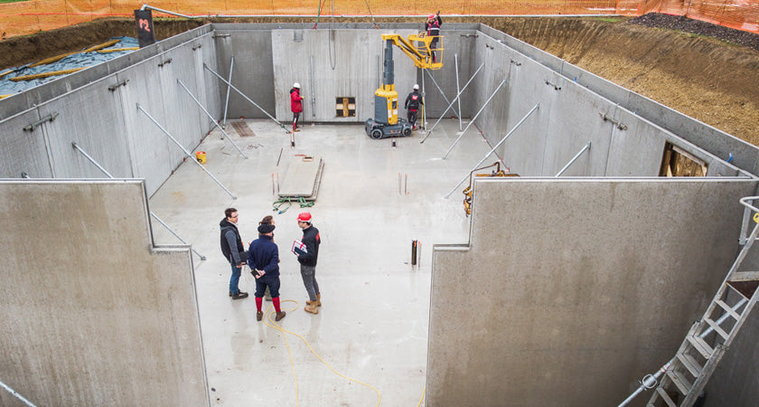 La cuverie d'Armand Heitz à Meursault, chantier en cours de réalisation par A&A Heitz Architecture