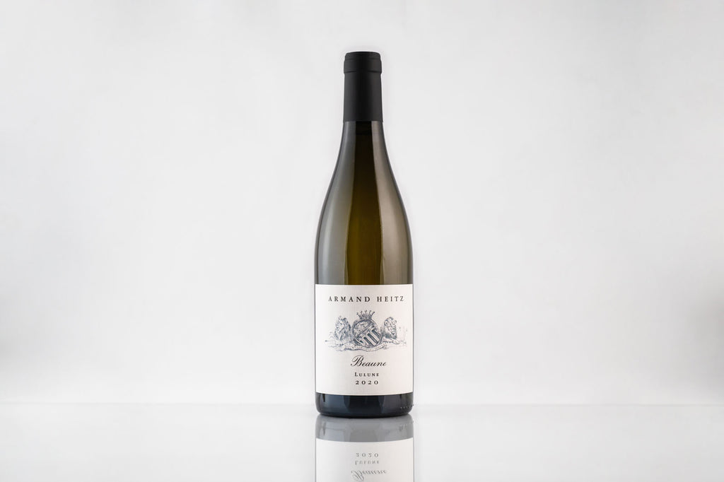 Bouteille de l'appellation Beaune Lulune Armand Heitz, vin blanc de Bourgogne