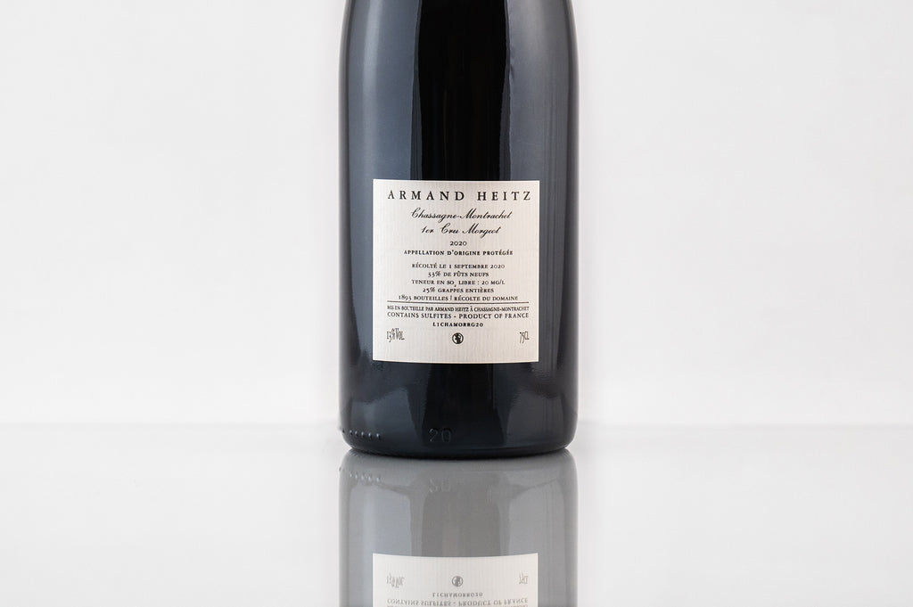 Chassagne-Montrachet 1er Cru Morgeot, Pinot noir,  2020, Armand Heitz, contre étiquette