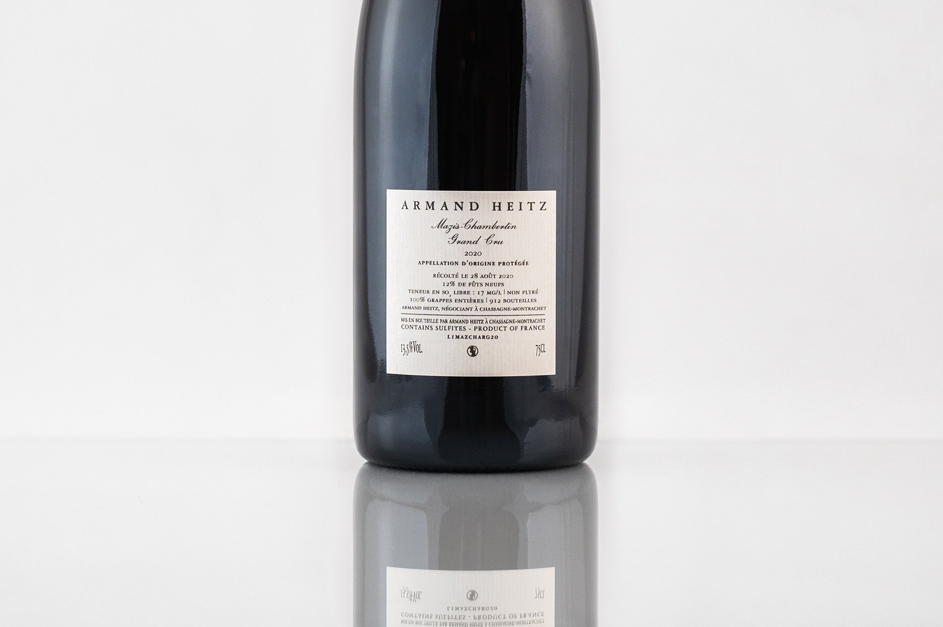 Mazis-Chambertin Grand Cru, 2020, Armand Heitz, contre étiquette